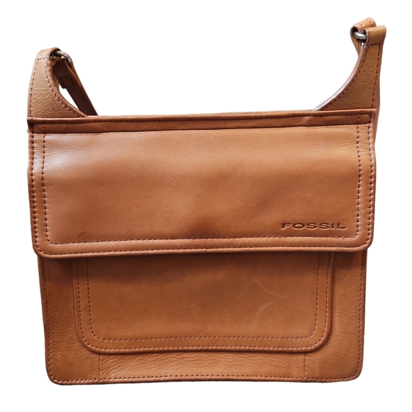 Fossil Handbags - Fossil Leather Brown Crossbody Bag Purse